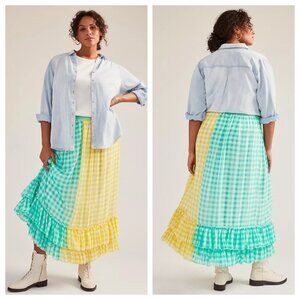 Anthropologie Eva Franco Lynsey Gingham Maxi Skirt 1x (Plus)